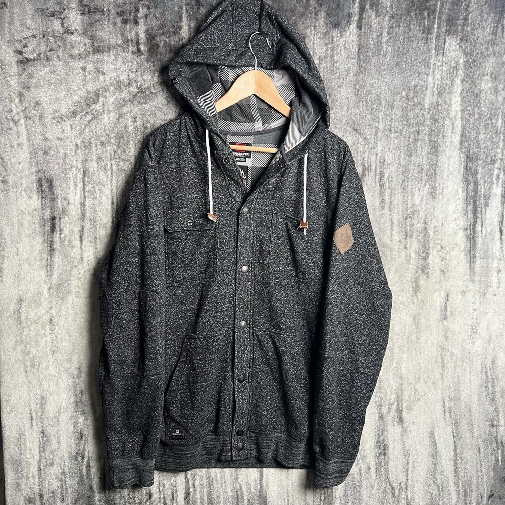 Vintage Y2K Quiksilver Extreme Water Repellent Button Up Hoodie Jacket Mens XL